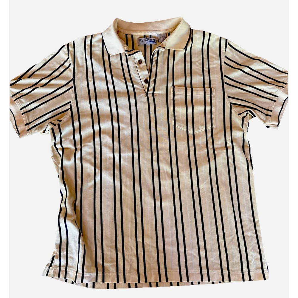 VTG Penguin Sport Munsingwear Striped Golf Shirt Pete Logo Retro Polo L